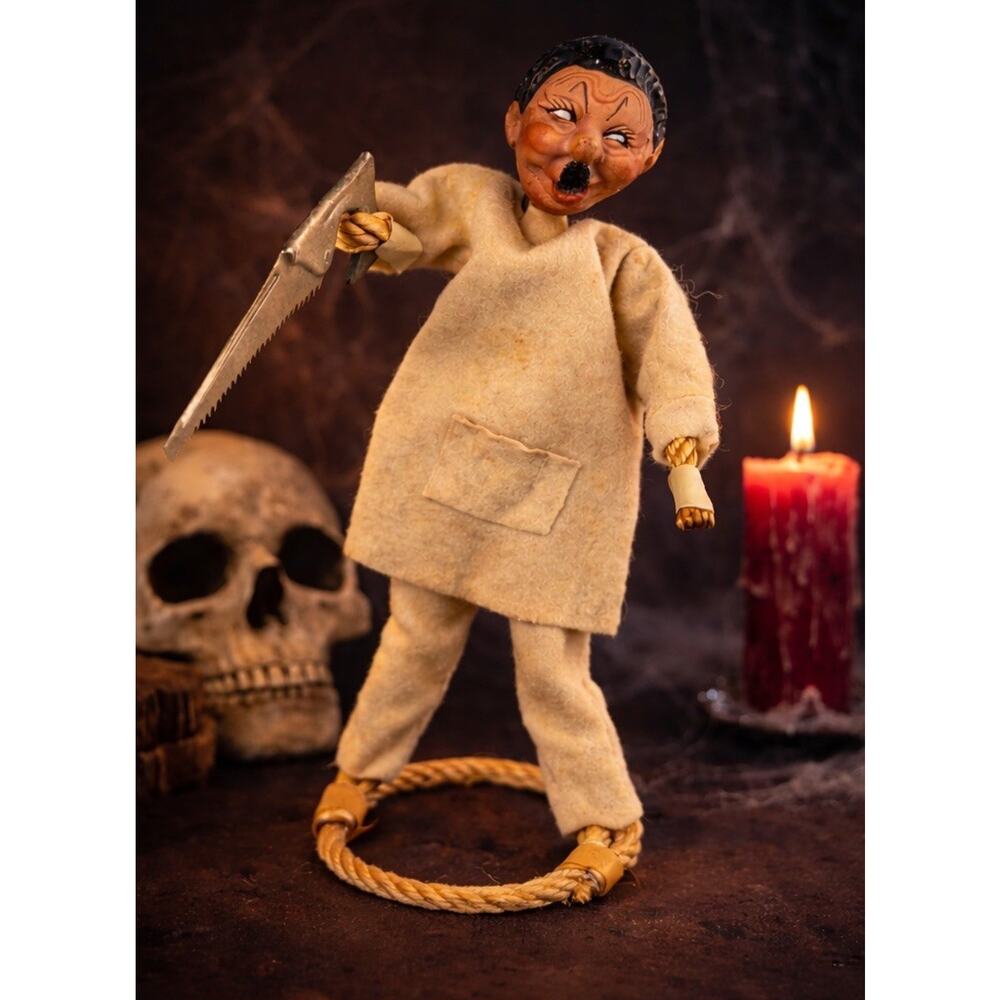 Bone Saw Doctor Roland Klumpe Folk Art Doll Napco Rope Body Handmade Figure 11”